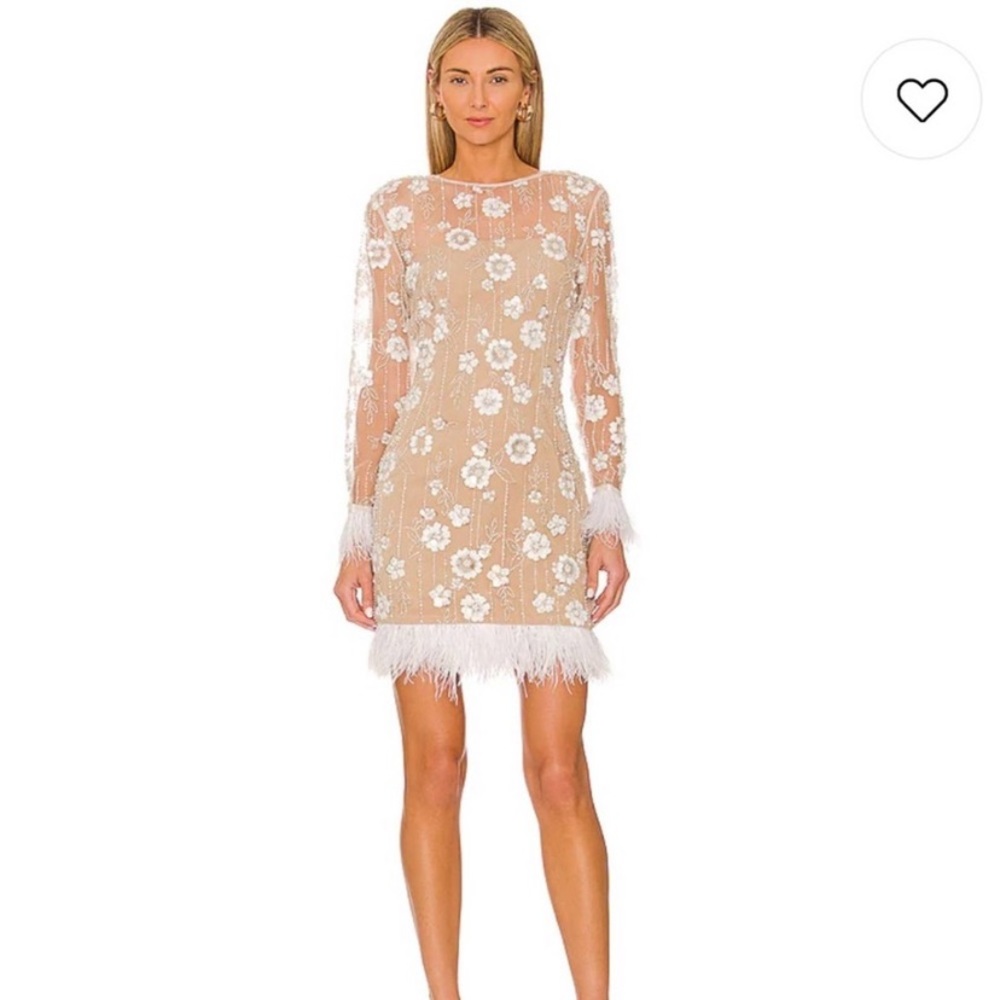 elliatt grandis feather long sleeve sequin bridal mini cocktail dress sm w tags